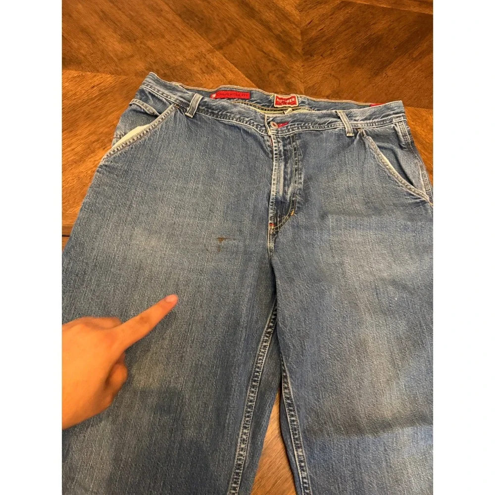 Tommy Hilfiger Red Label Carpenter Jeans Mens 36 Blue Distressed Cut Off Raw Hem